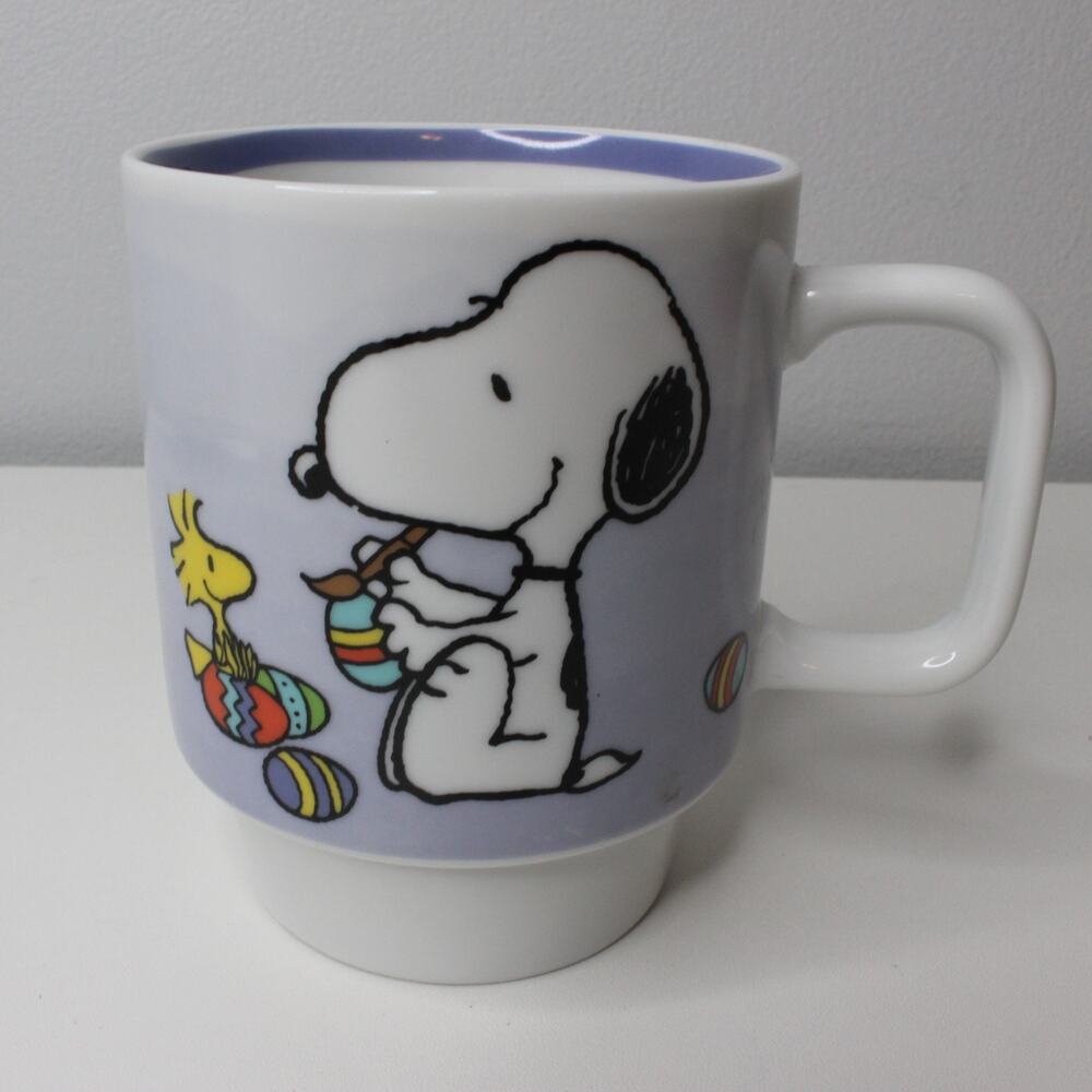 2021 Peanuts Easter Snoopy And Woodstock Tea Coffee Mug Blue Rim 4 Inch Rare